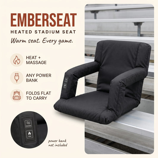 EMBERSEAT heated stadium seat with heat and massage